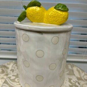 Anthropologie Fruta Lemon Large Stoneware Canister
